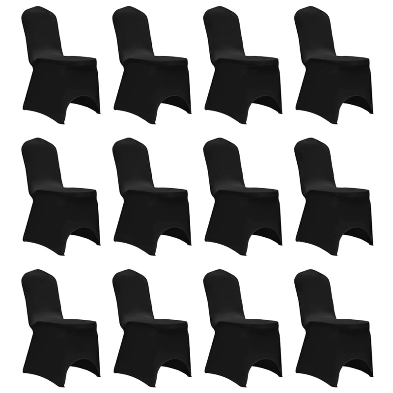 Housses élastiques de chaise Noir 12 pièces DEC022524