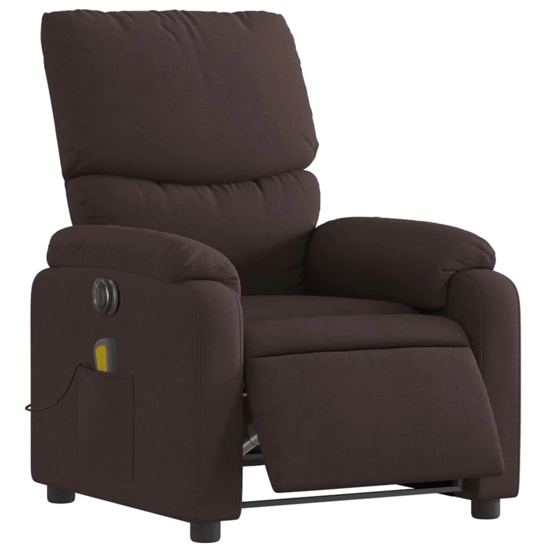 Fauteuil de relaxation TV fonction massage inclinable électrique en tissu marron foncé DEC027194