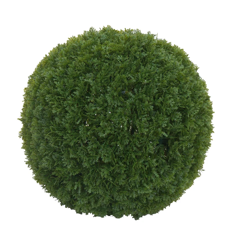Buisson artificiel Ø 32 cm en polyéthylène boule de thuya taillée plante décorative pour intérieur et extérieur résistante aux UV et aux intempéries 04_0009186