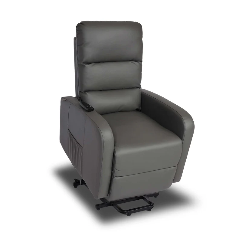 Fauteuil TV fauteuil relax inclinable avec fonction releveur électrique métal et similicuir gris 04_0010415