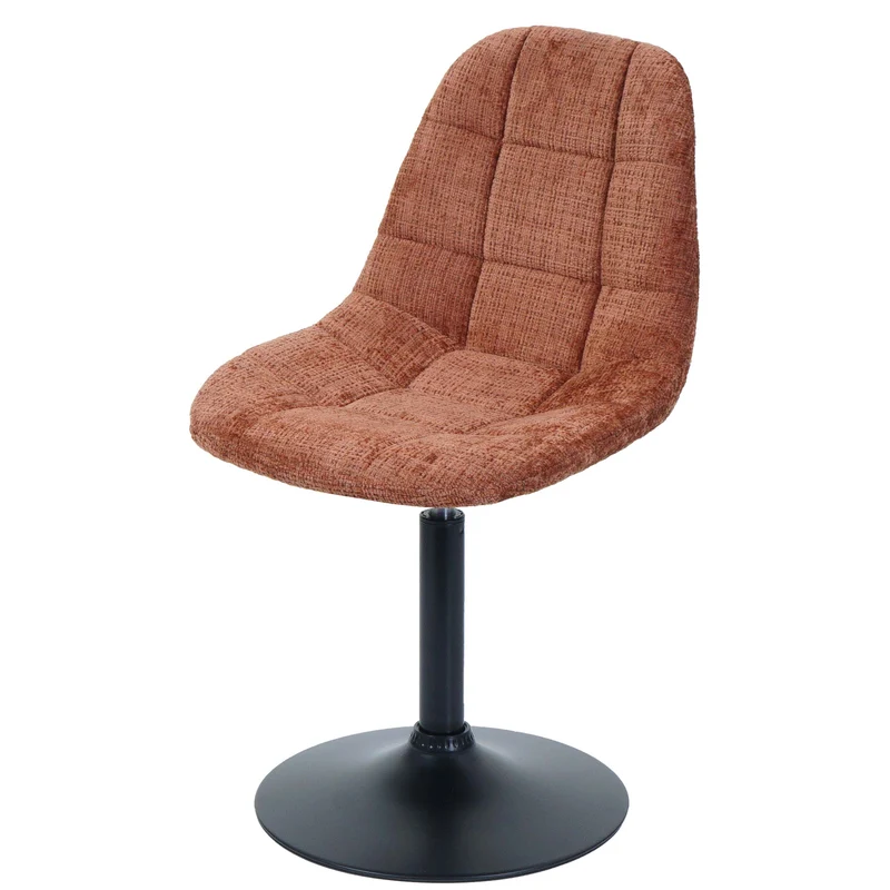 Chaise de salle à manger pivotante 360° en tissu chenille terracotta pied acier noir mat 04_0009898