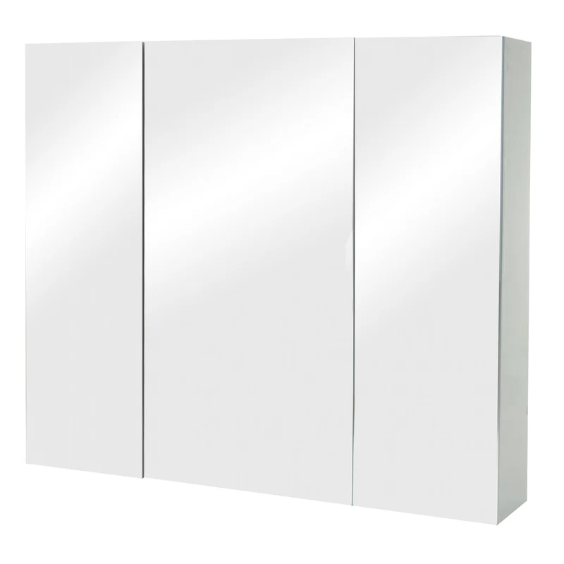 Armoire murale de salle de bain avec miroir 6 étagères finition brillante 70x80x16 cm contreplaqué gris 04_0010228
