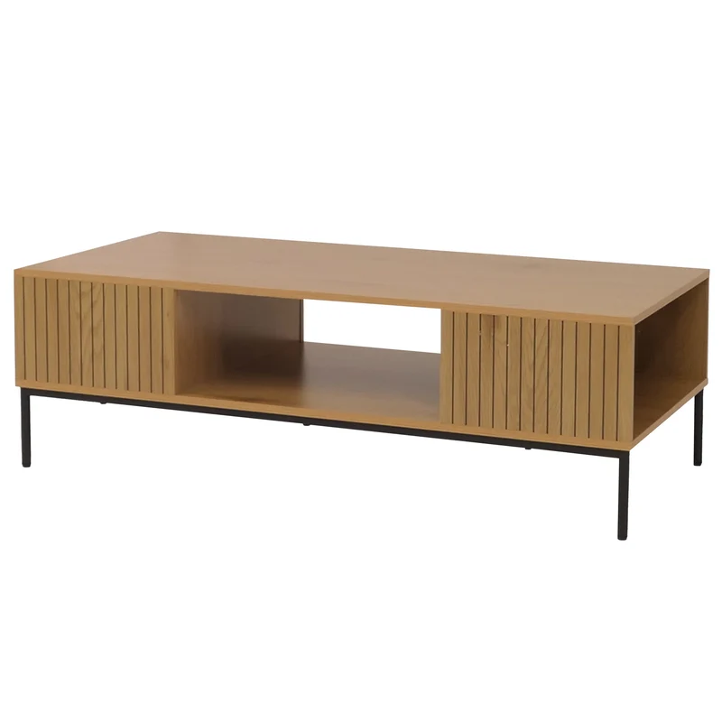 Table basse rectangulaire design épuré salon avec grande capacité de rangement 39 x 120 x 60 cm en MDF naturel 04_0009439