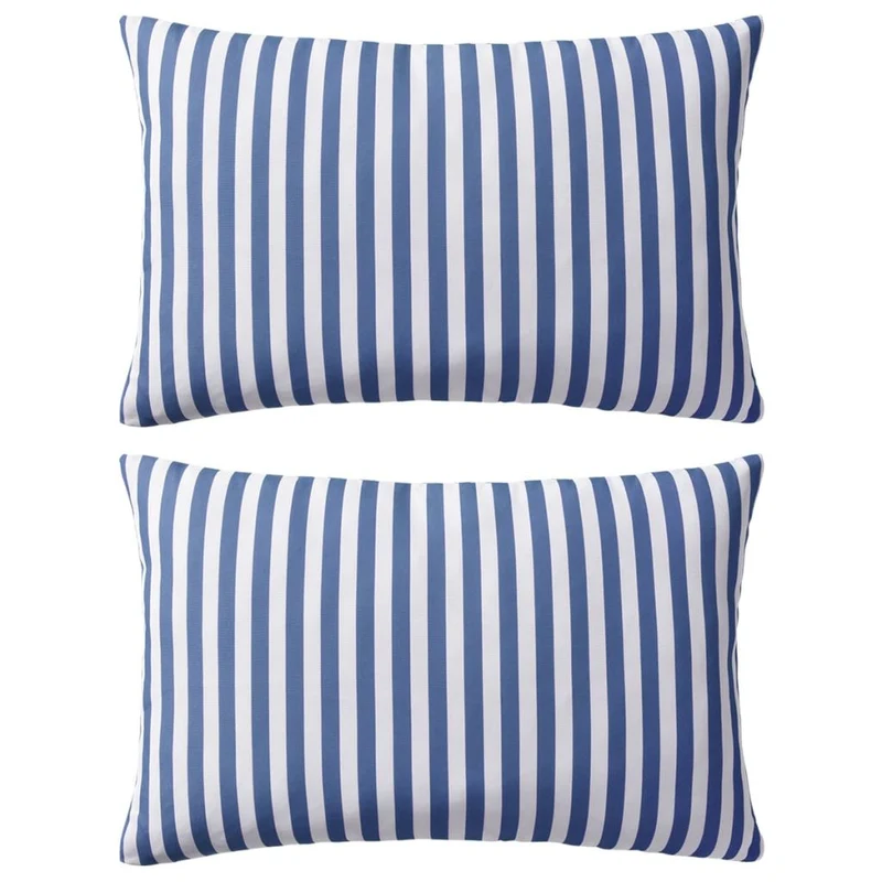 Lot de 2 coussins oreiller pour extérieur décoration jardin 60 x 40 cm rayure bleu DEC020108