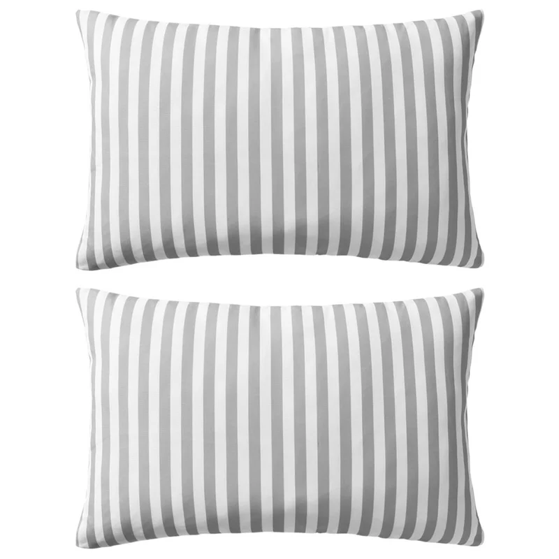 Lot de 2 coussins oreiller pour extérieur décoration jardin 60 x 40 cm rayure gris DEC020111
