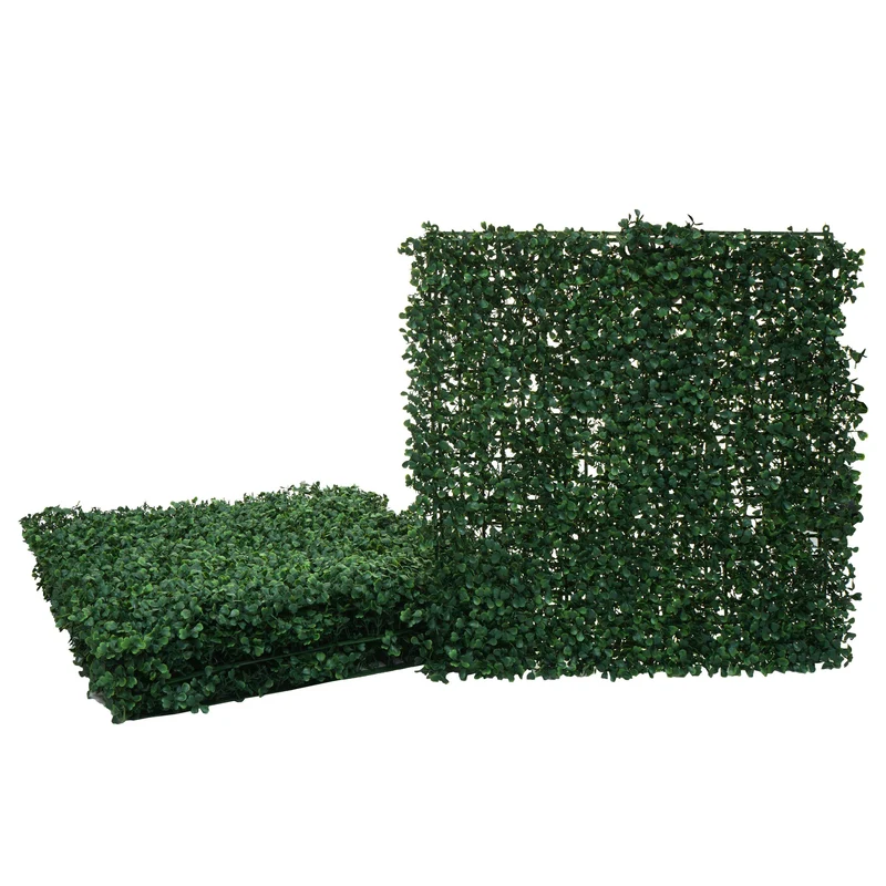 Panneaux muraux brise-vue brise-vent pour terrasse et balcon 4 x 50x50 cm 1 m² imitation buis vert 04_0010226