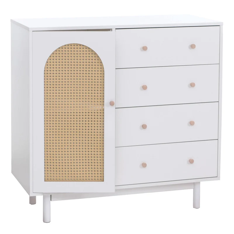 Commode moderne de rangement avec 4 tiroirs 95 x 100 x 40 cm en MDF blanc 04_0008704