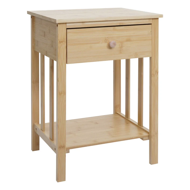 Table de chevet en bambou avec 1 tiroir amovible et étagère 55 x 40 x 30 cm 04_0009134