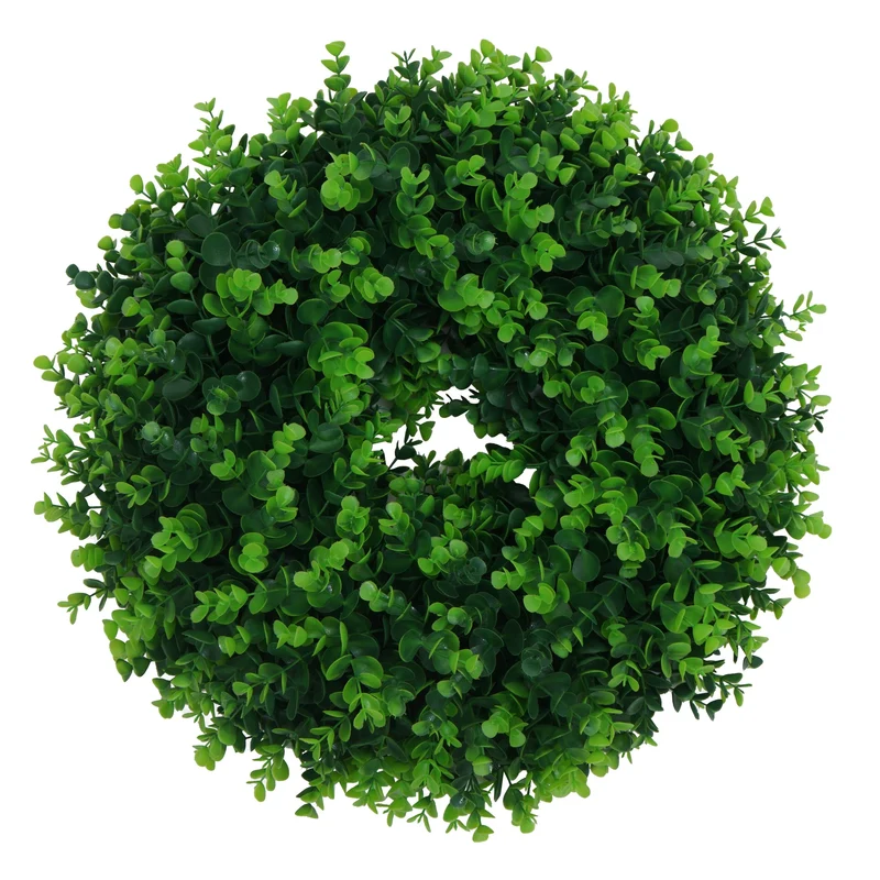 Couronne décorative avec 4 porte-bougies pour intérieur extérieur 10 x 45 x 45 cm en PE vert 04_0009164