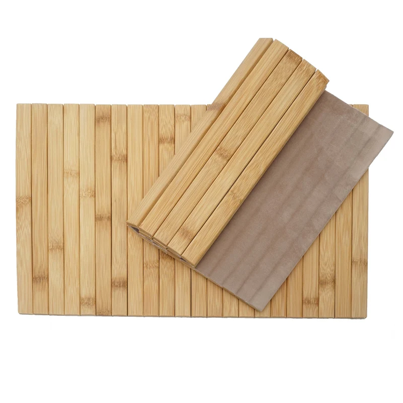 Lot de 2 sets de table rectangulaires adaptables cuisine extérieur 45 x 30 cm en bambou naturel 04_0010973
