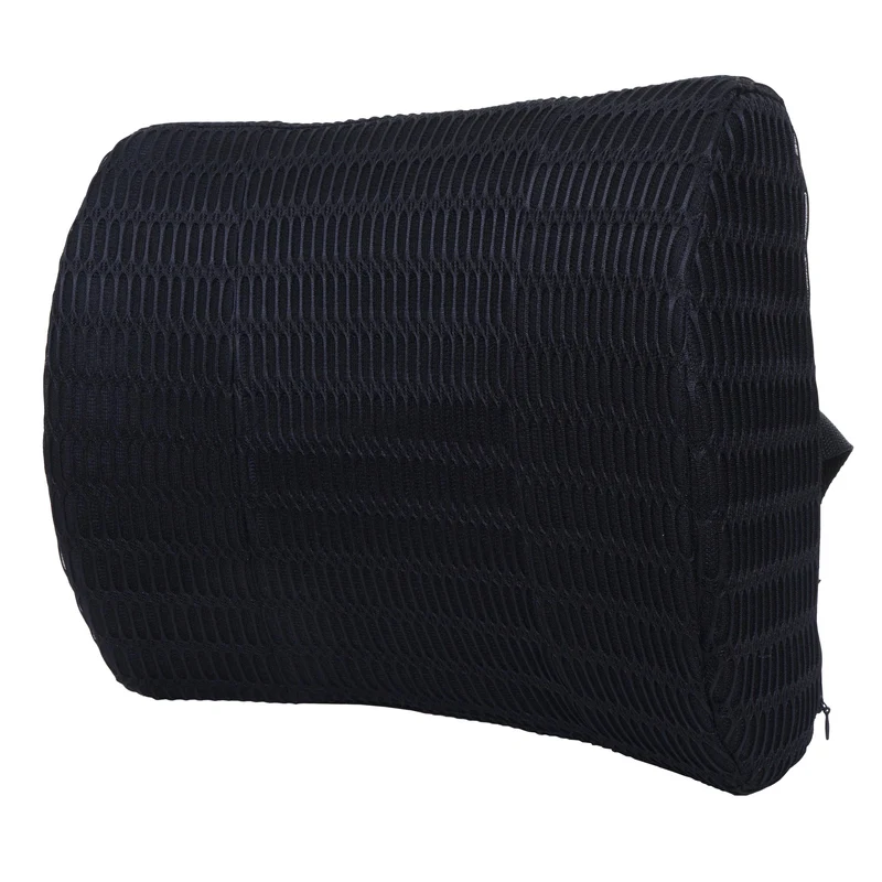 Coussin lombaire ergonomique avec ceinture de maintien assise confortable 29 x 34 x 12 cm en textile noir 04_0009946