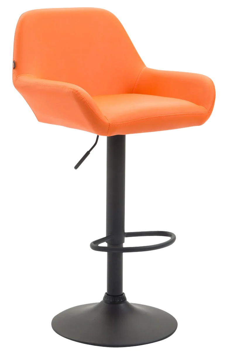 Tabouret de bar chaise haute lounge en synthétique orange pieds métal noir mat 10_0000820
