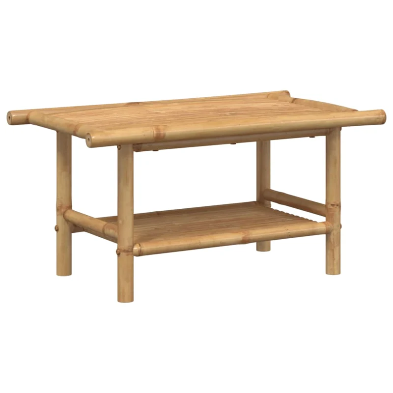Table basse style exotique avec étagère 70 x 40 x 35 cm bambou avec une finition naturelle DEC037126