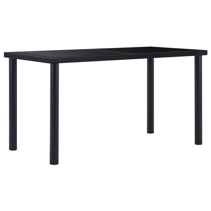Table à manger rectangulaire moderne – plateau en verre trempé noir et structure métal – 140 × 70 cm DEC036880
