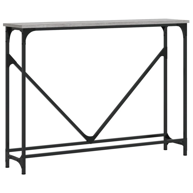 Console d’entrée étroite style industriel – finition gris béton & structure métal – 102 × 22,5 cm DEC032210