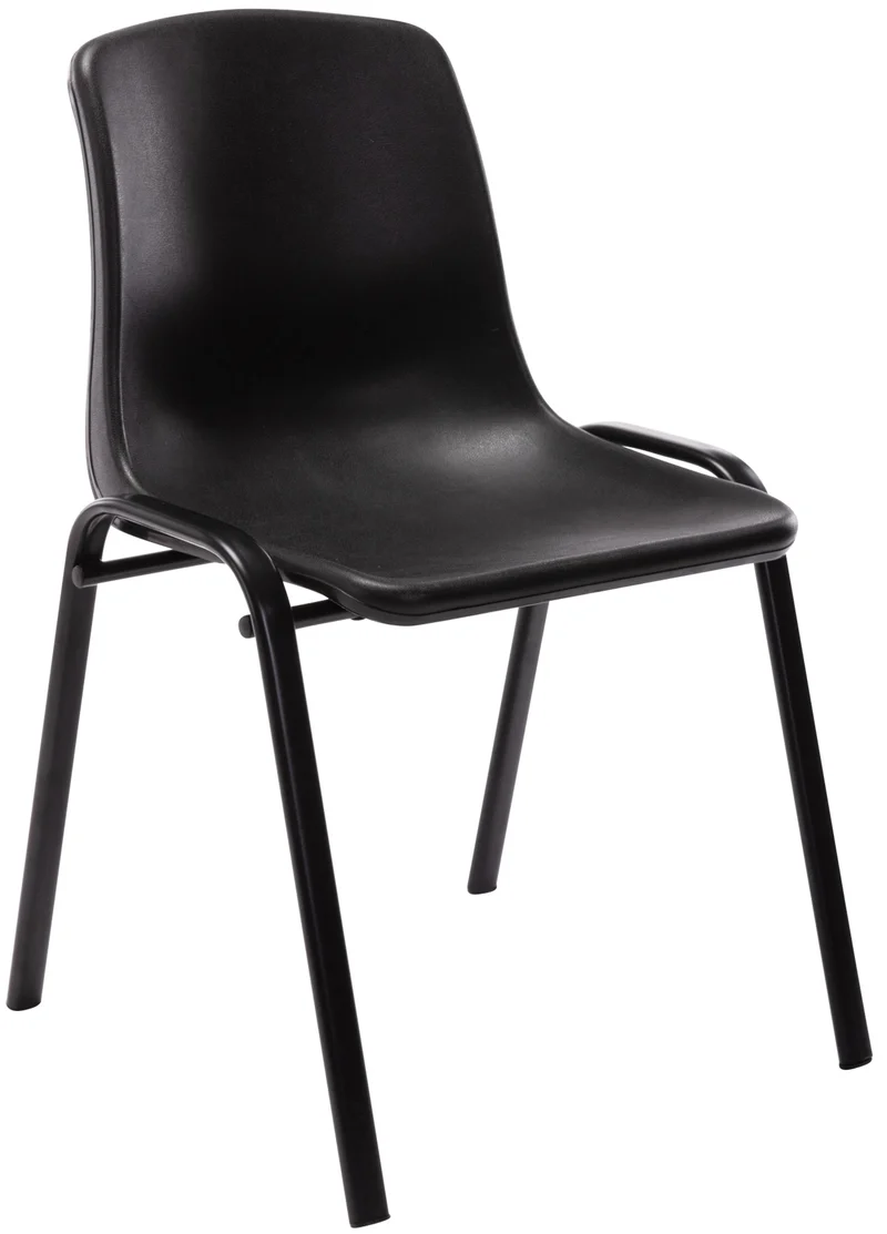 Chaise visiteur empilable salle d'attente en plastique noir et métal 10_0003729