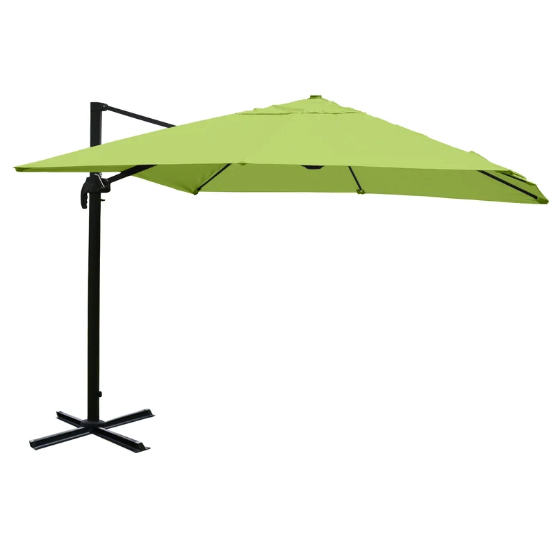 Parasol professionnel restaurant pour jardin terrasse 3x3m (Ø4,24m) polyester aluminium/acier 23kg vert sans pied 04_0003299