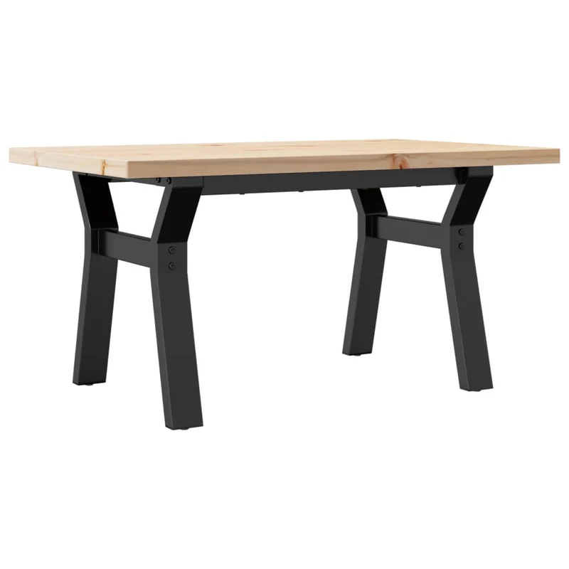 Table basse rectangulaire style industriel cadre en y 80 x 50 x 40,5cm bois de pin et acier DEC036292