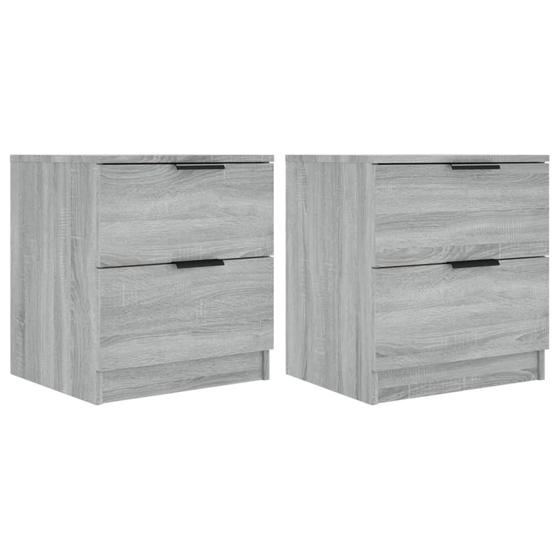 Lot de 2 tables de chevet 45 x 39 x 50 cm avec deux tiroirs en bois d'ingénierie gris DEC035749