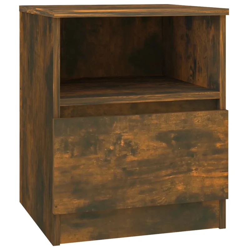 Table de chevet avec compartiment et tiroir 40 x 40 x 50 cm bois d'ingénierie couleur chêne fumé DEC033609