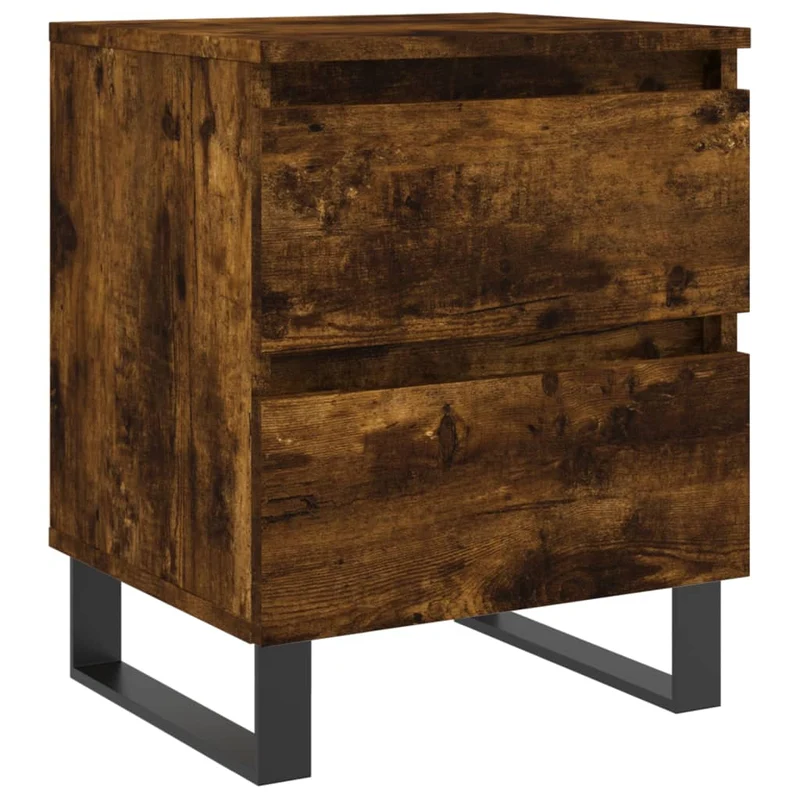 Table de chevet avec deux tiroirs 40 x 35 x 50 cm bois d’ingénierie marron et fer DEC033590
