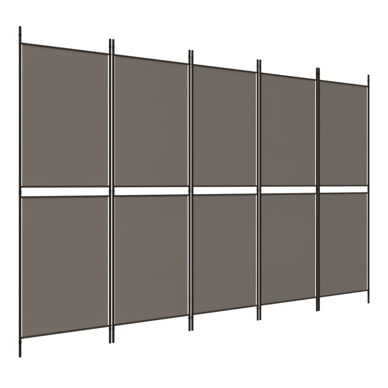Cloison de séparation pliable anthracite design contemporain – tissu et métal – 250 × 200 cm DEC030931