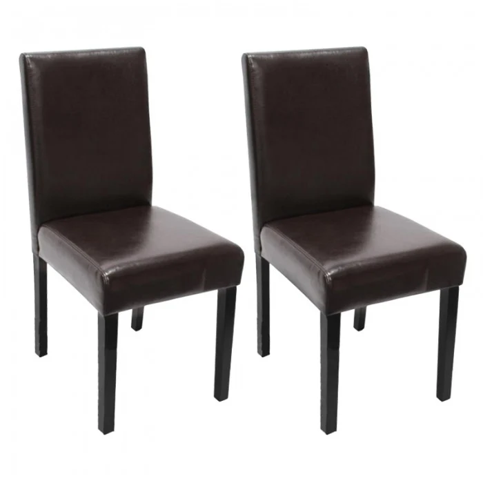 Lot de 2 chaises de salle à manger synthétique marron pieds foncés CDS04039