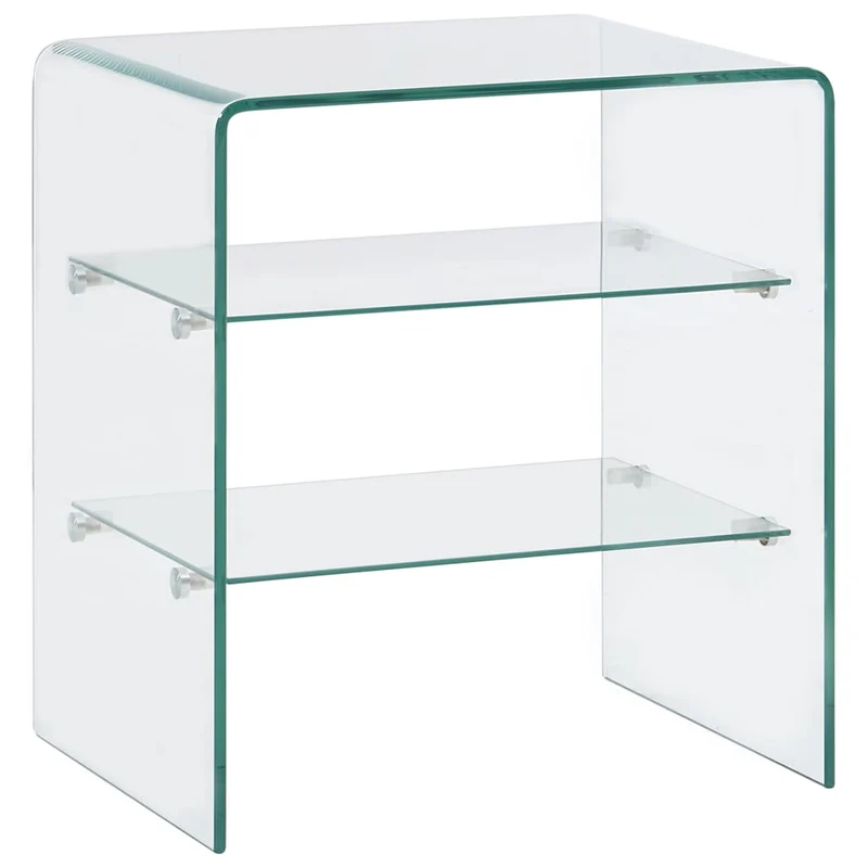 Table basse en verre trempé transparent 50 x 40 x 56 cm – Table d’appoint moderne avec 2 étagères – Design minimaliste DEC037076