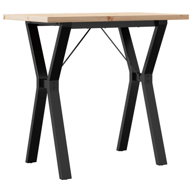 Table de salle à manger design moderne cadre en y 80 x 50 x 75,5cm bois de pin massif et acier DEC036839