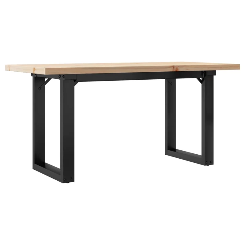 Table basse rectangulaire style industriel 100 x 50 x 45,5 cm bois de pin et acier DEC036234