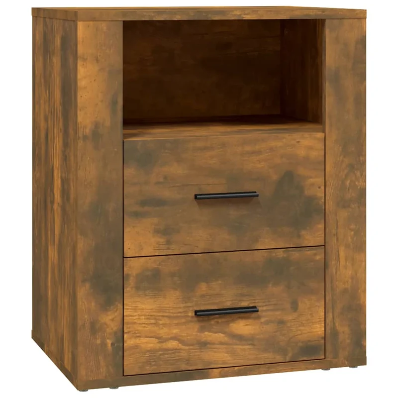 Table de chevet avec 2 tiroirs et 1 compartiment 50 x 36 x 60 cm bois d'ingénierie DEC033662