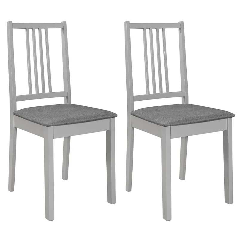 Lot de 2 chaises de salle à manger avec coussins d'assise design classique en bois gris DEC025465