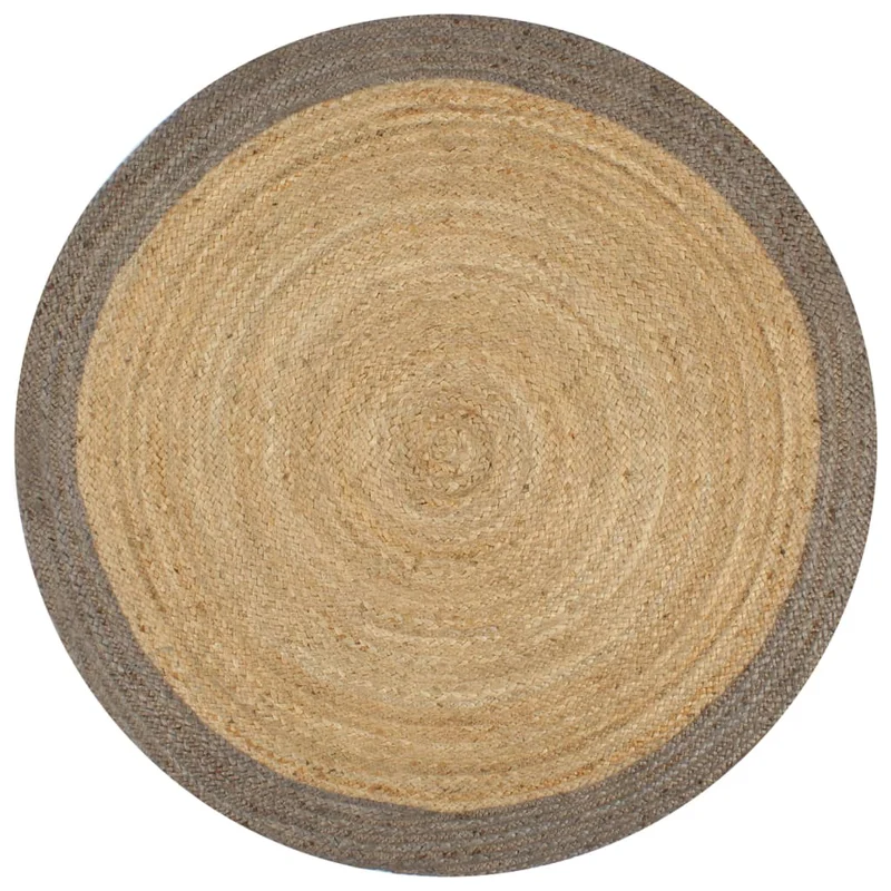 Tapis fait à la main Jute avec bord gris 150 cm DEC023471