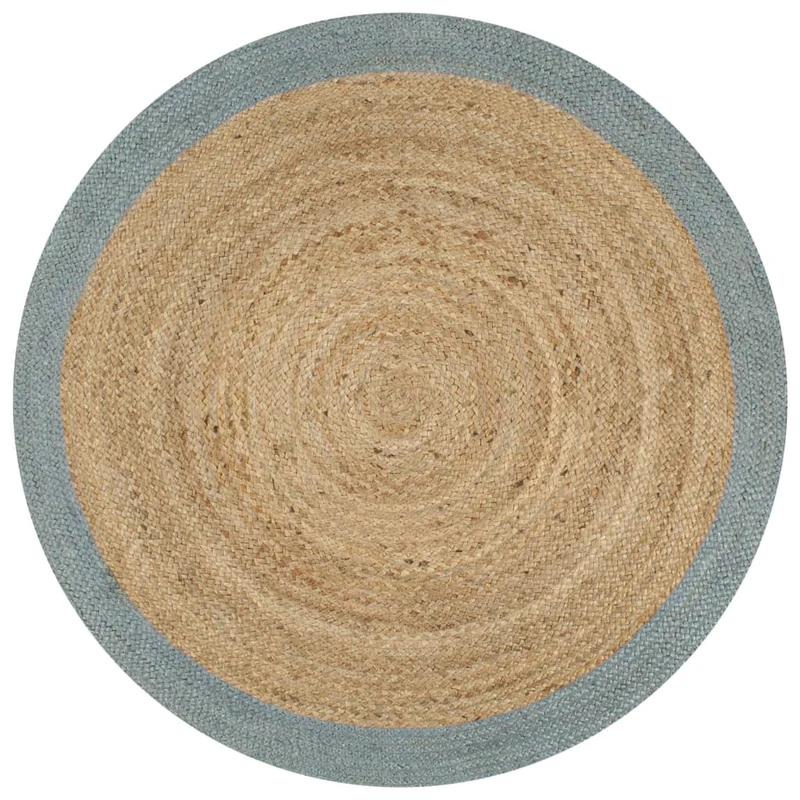 Tapis fait à la main Jute avec bord vert olive 90 cm DEC023475