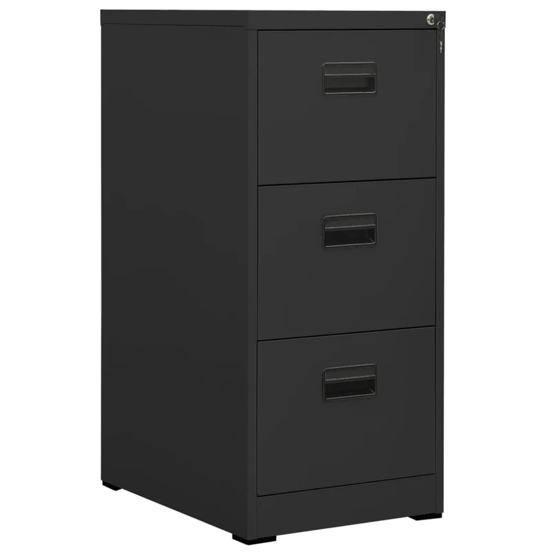 Caissons à tiroirs meuble de bureau 3 tiroirs 46 x 62 x 102,5 cm en acier anthracite DEC024499