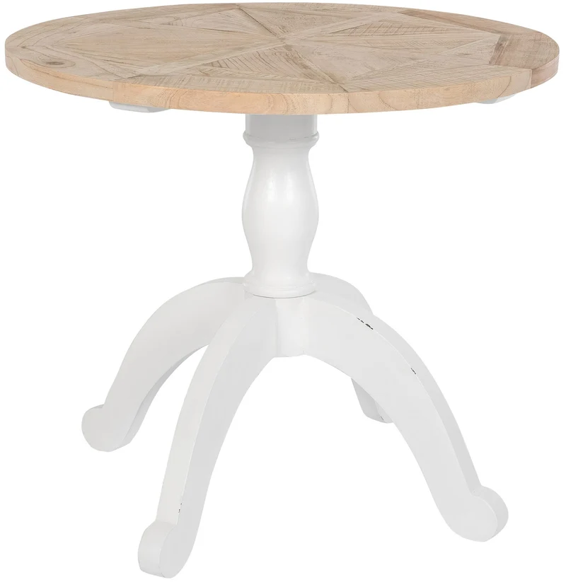Table de salle à manger plateau rond Ø 90 cm en bois nature / blanc 10_0009222