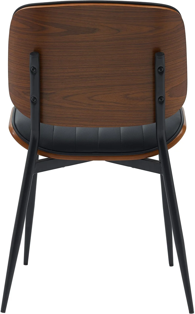 Chaise de salle à manger x1 design en similicuir noir avec bois courbé noyer – Confort et élégance 10_0008384