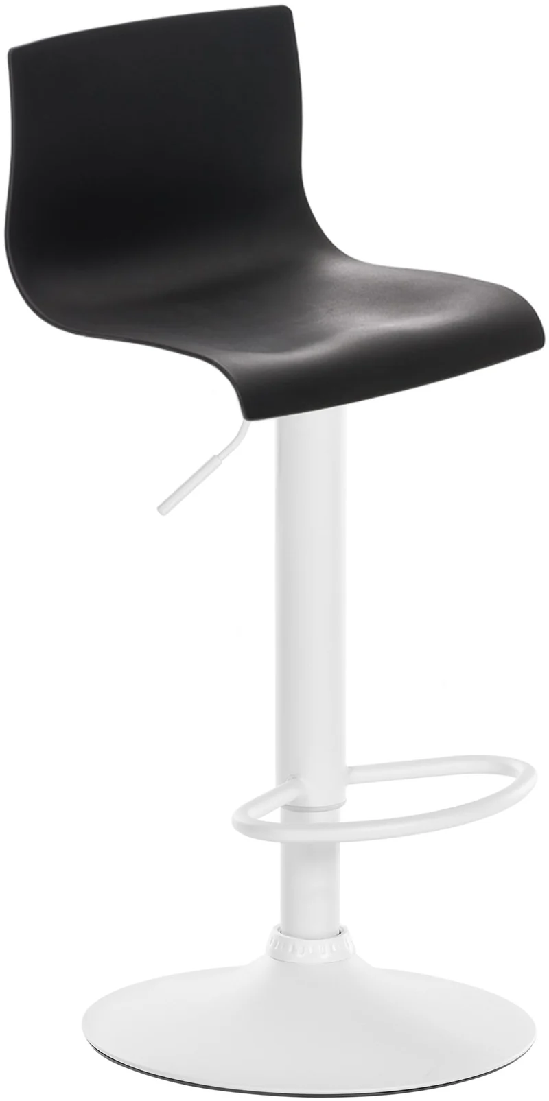 Tabouret de bar x1 avec repose-pieds pivotant dossier incurvé en plastique noir et métal blanc 10_0004983