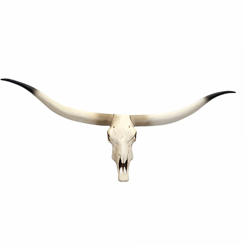 Déco crâne de vache tête de taureau trophée longhorn mural en polyrésine 103x43x11cm 04_0002819