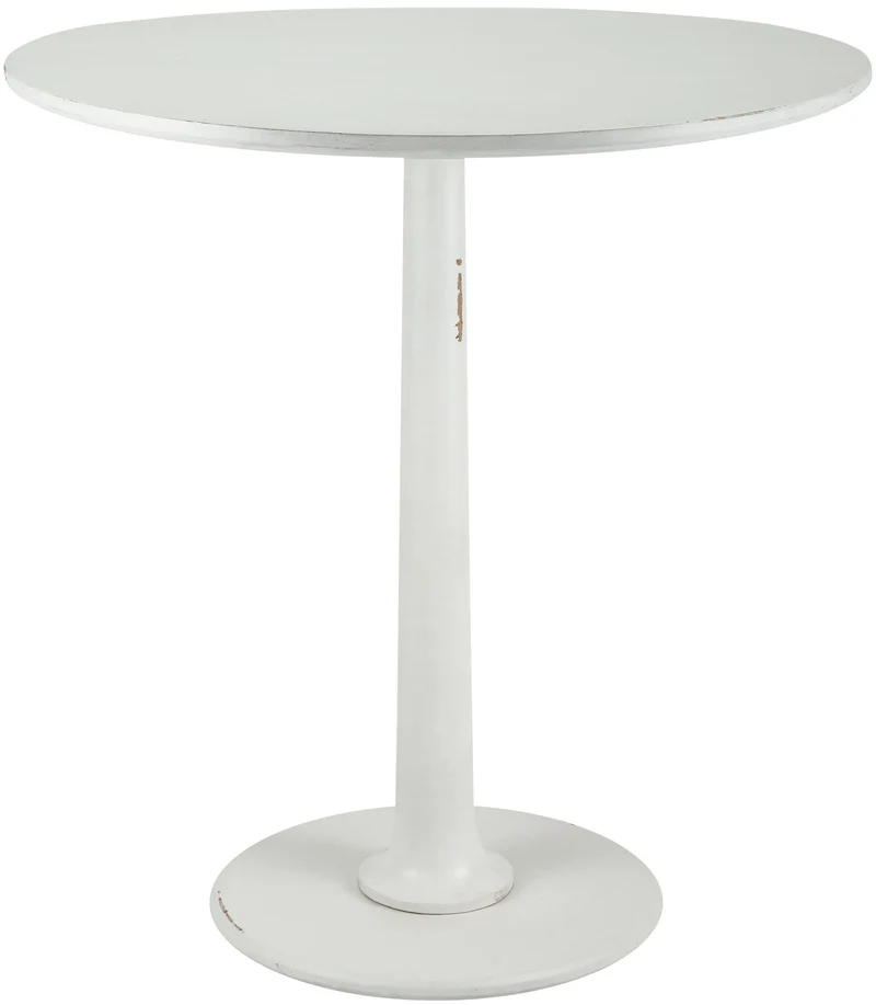 Table d’appoint ronde en bois blanc effet vieilli – Style campagnard, Ø 70 cm 10_0009182