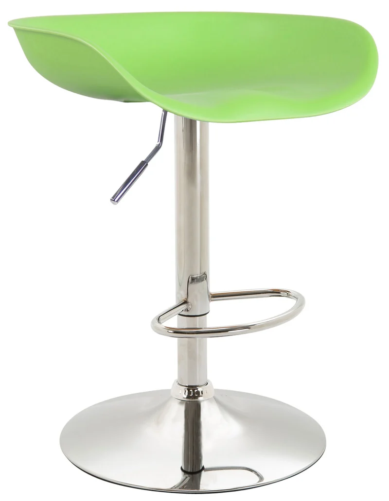 Tabouret de bar assise réglable en hauteur et pivotant en plastique vert pieds tulipe en métal chromé avec repose-pieds 10_0000380