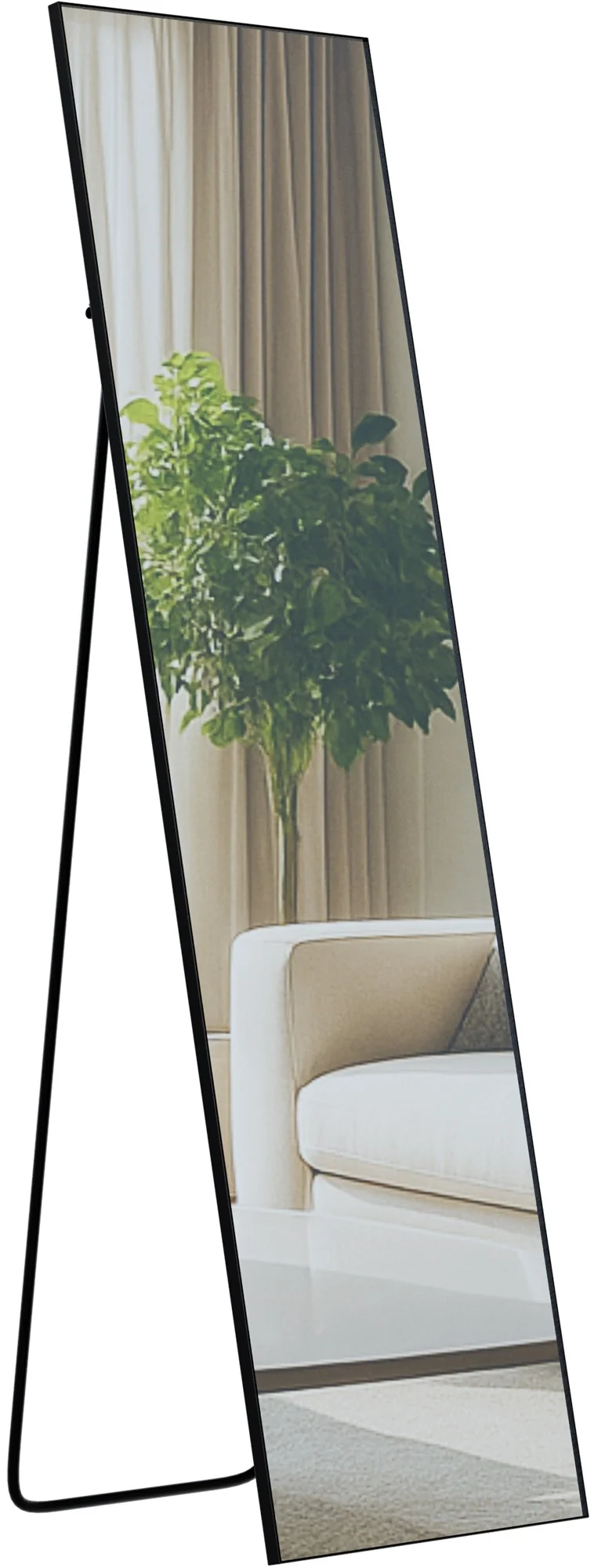 Miroir pleine longueur sur pied et mural cadre métal noir mat design épuré 140x40 cm 10_0008383