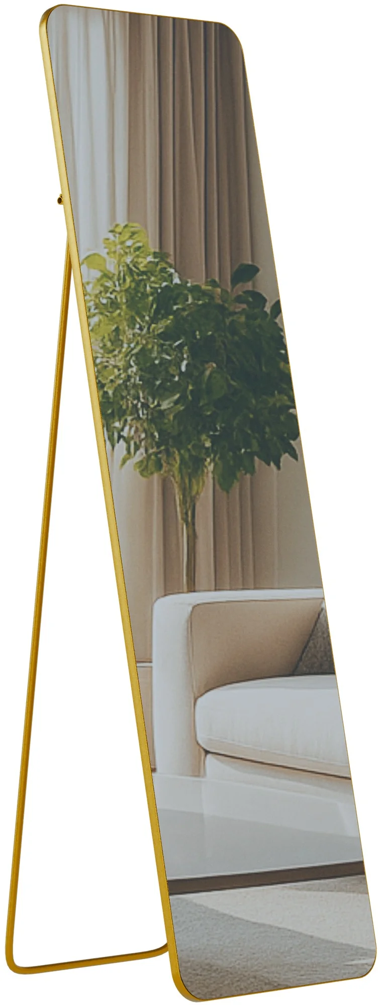 Miroir pleine longueur sur pied ou mural cadre métal doré brillant design épuré 140x40 cm 10_0008405