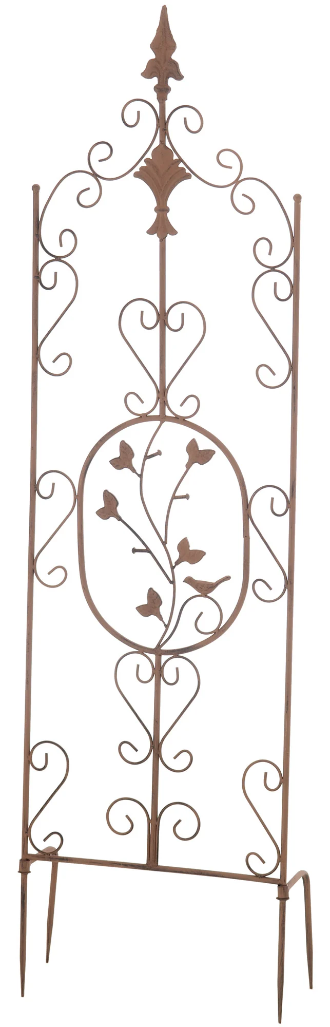 Treillis décoratif de jardin 122x35 cm en métal marron vieilli support élégant pour plantes grimpantes 10_0003867
