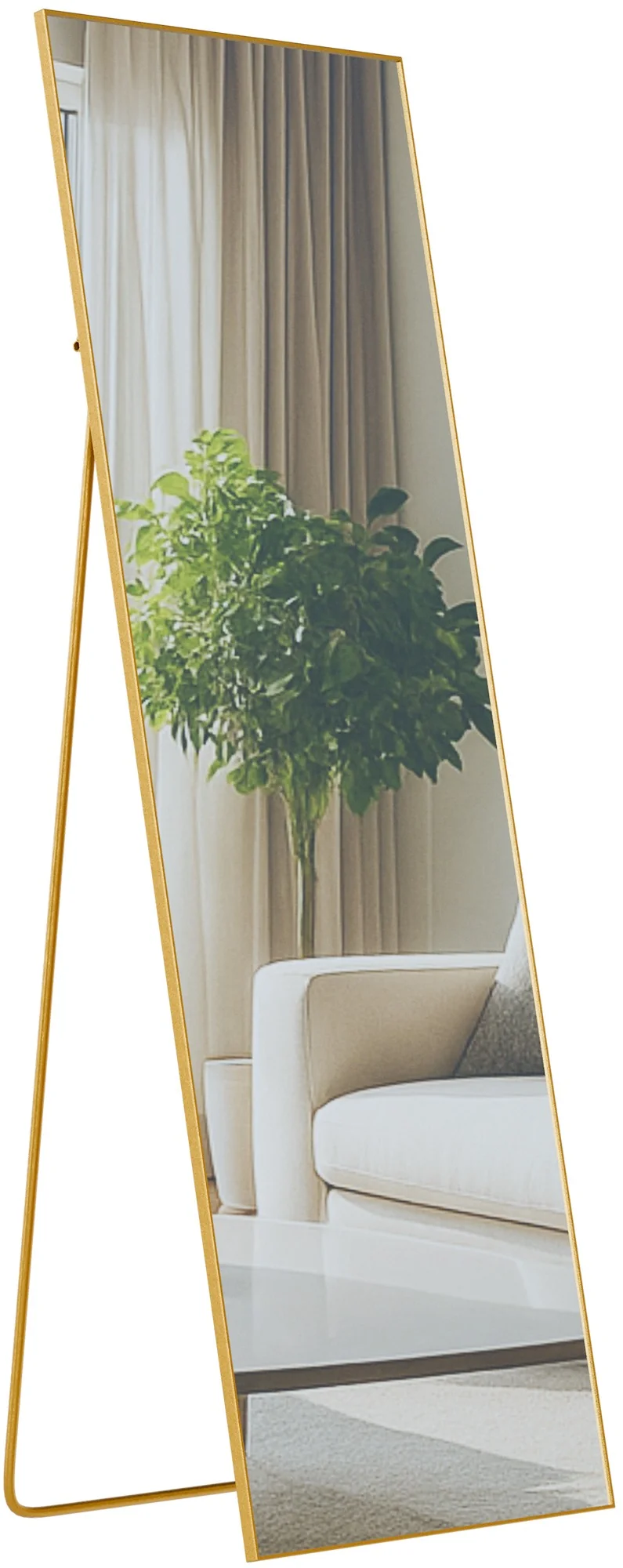 Miroir sur pied inclinable pleine longueur cadre métal doré design moderne 150x50 cm 10_0008392