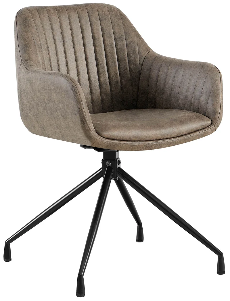 Fauteuil en velours gris à piétement étoile en métal noir – Chaise confortable style contemporain 10_0007704