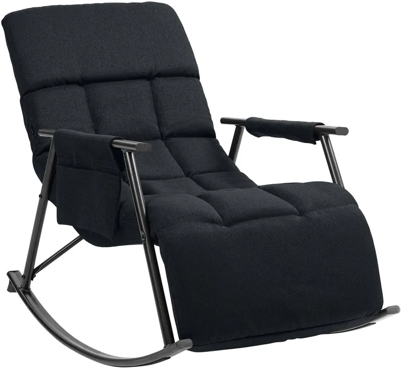 Fauteuil relax à bascule rembourré tissu noir avec repose-pieds – Confort et détente 10_0008542