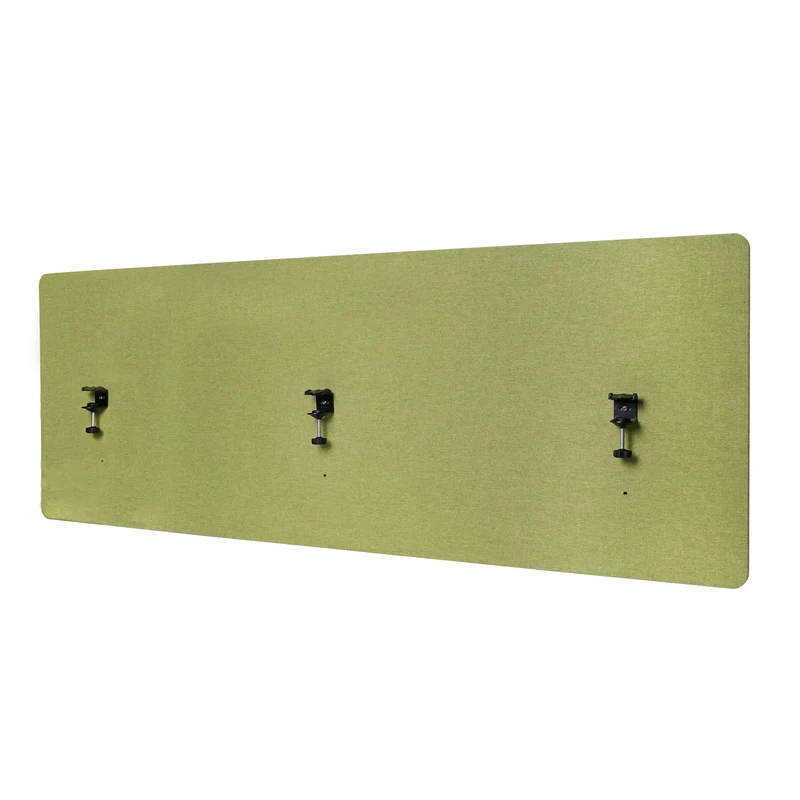 Cloison de bureau acoustique brise-vue tableau d'affichage à double paroi 60x160 cm en tissu vert 04_0006433