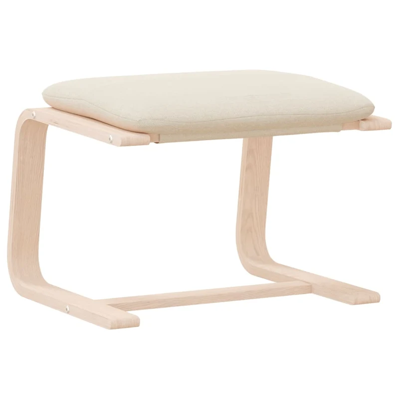 Repose-pieds tabouret 51 x 41 x 40 cm cadre en bois de bouleau et tissu crème DEC030135