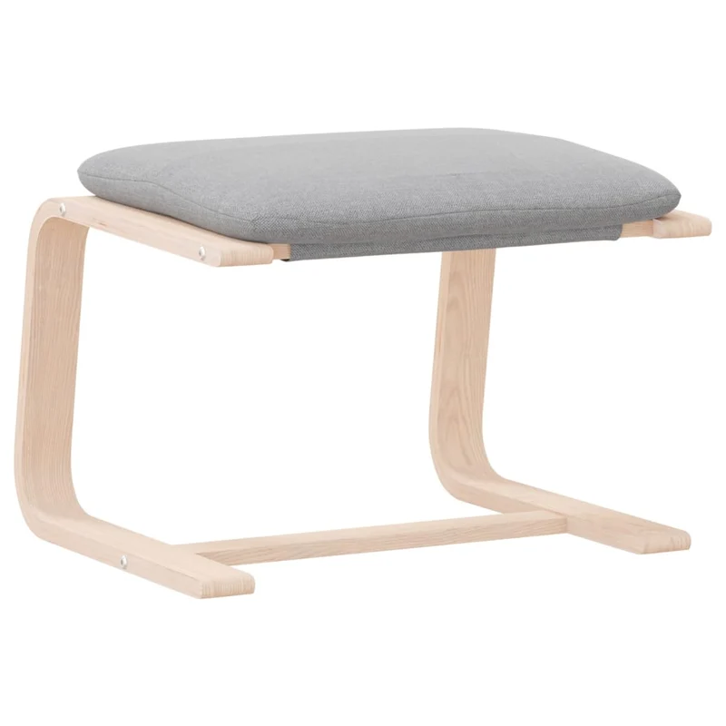 Repose-pieds tabouret 51 x 41 x 40 cm cadre en bois de bouleau et tissu gris DEC030223